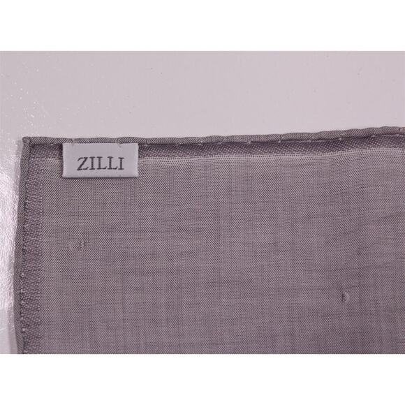 Zilli Made in France Gray Logo Cotton Pocket Square Handkerchief - Picture 5 of 5
